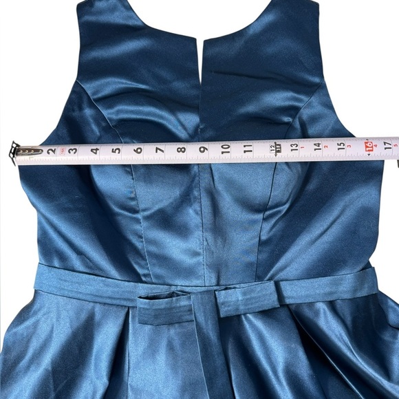 TS Couture A-Line Corset Back Puff Dress Womens Size L Blue Satin Gown Dress - Picture 13 of 15
